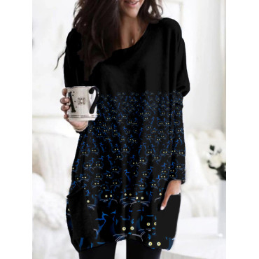 A Crowd of Cats Watching You Funny Printed Tunic