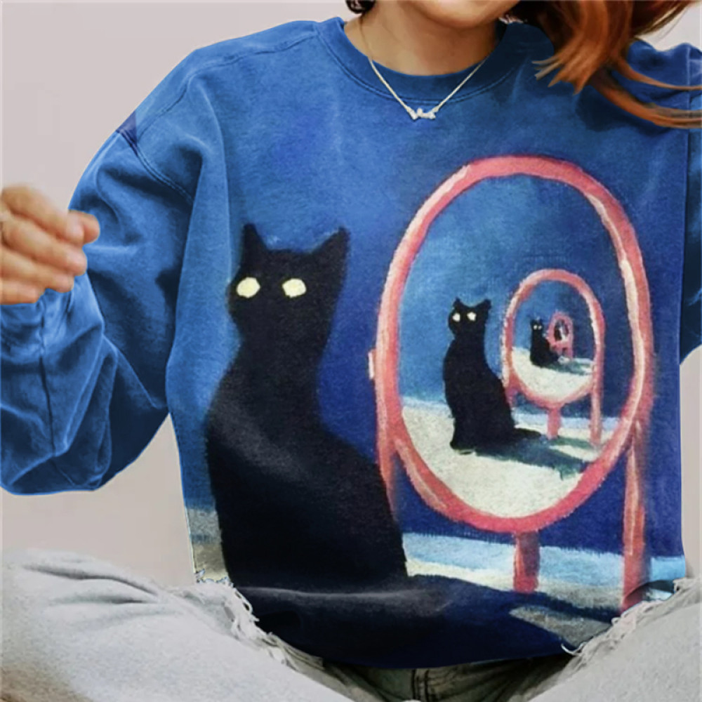 Abstract Cat Painting Art Crew Neck Sweatshirt