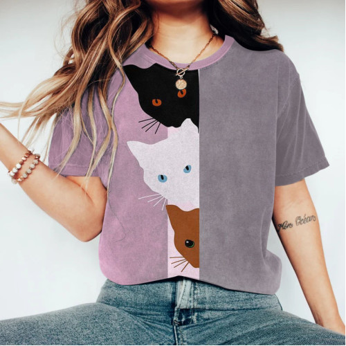 Abstract Cat Painting Art T-Shirt