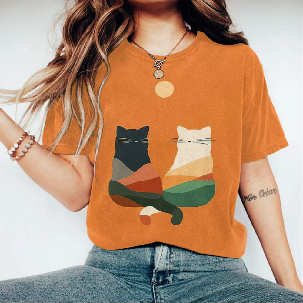 Abstract Cat Painting Art T-Shirt