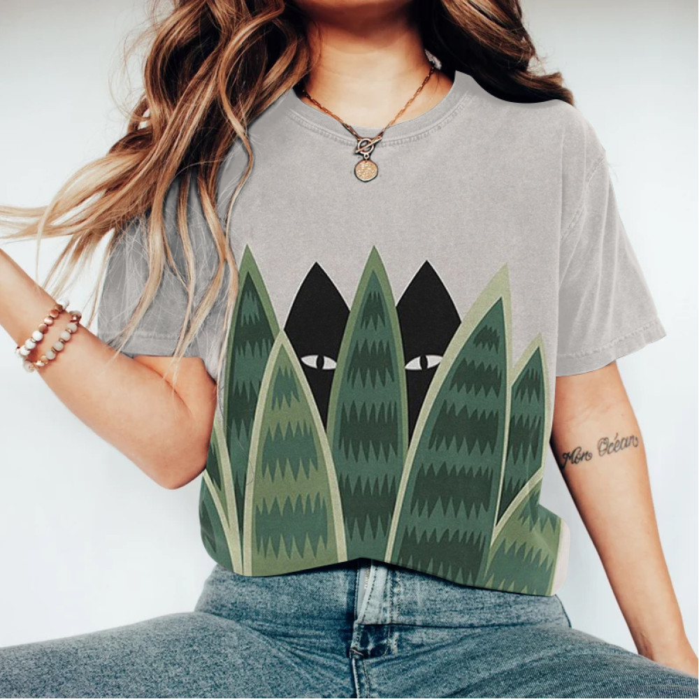 Abstract Cat Peek-A-Boo Art T-Shirt
