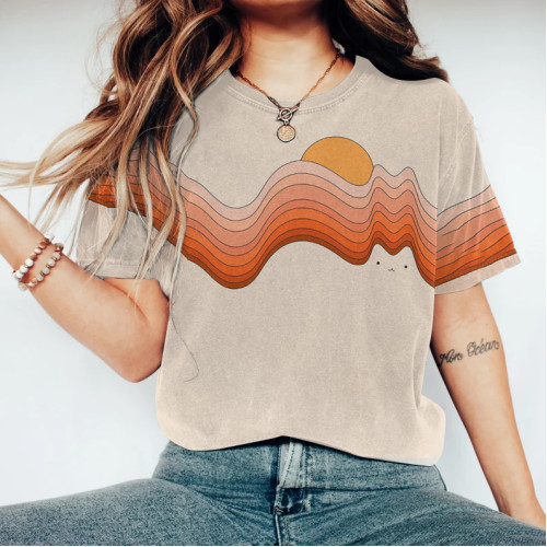 Abstract Cat Sunset Art T-Shirt