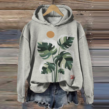 Abstract Creative Cute Cat And Plant Sun Painting Art Print Hoodie