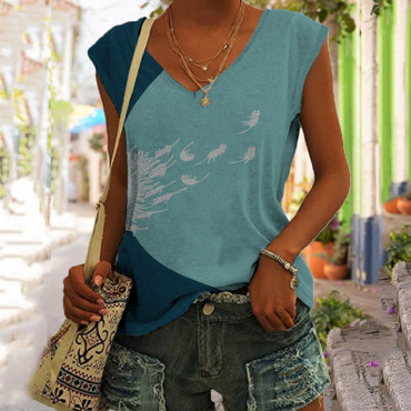 Abstract Creative Dandelion Cat Art Painting Art Tank Top