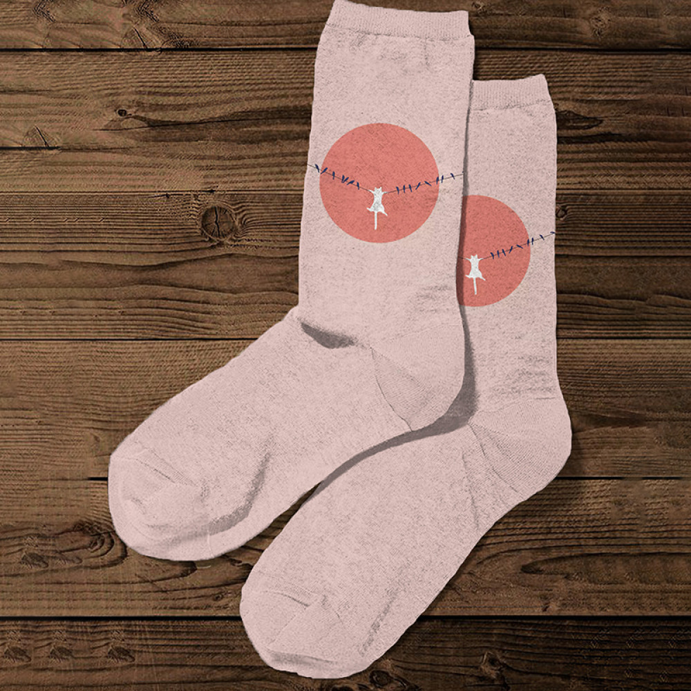 Abstract Creative Dangling Cute Cat Painting Art Comfy Socks