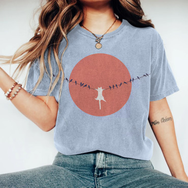 Abstract Creative Dangling Cute Cat Painting Art T-Shirt