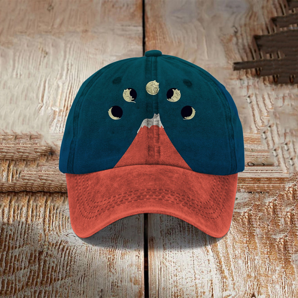Abstract Creative Good Night Lovely Cat Painting Art Retro Casual Cap