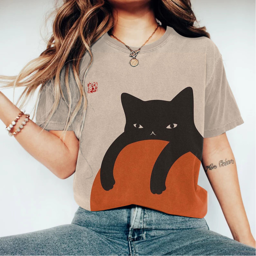 Abstract Fun Cat  Painting Art T-Shirt