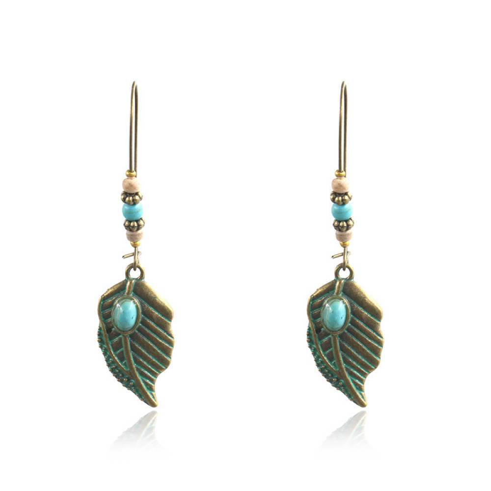 Alloy Creative Big Ear Hook Turquoise Earrings