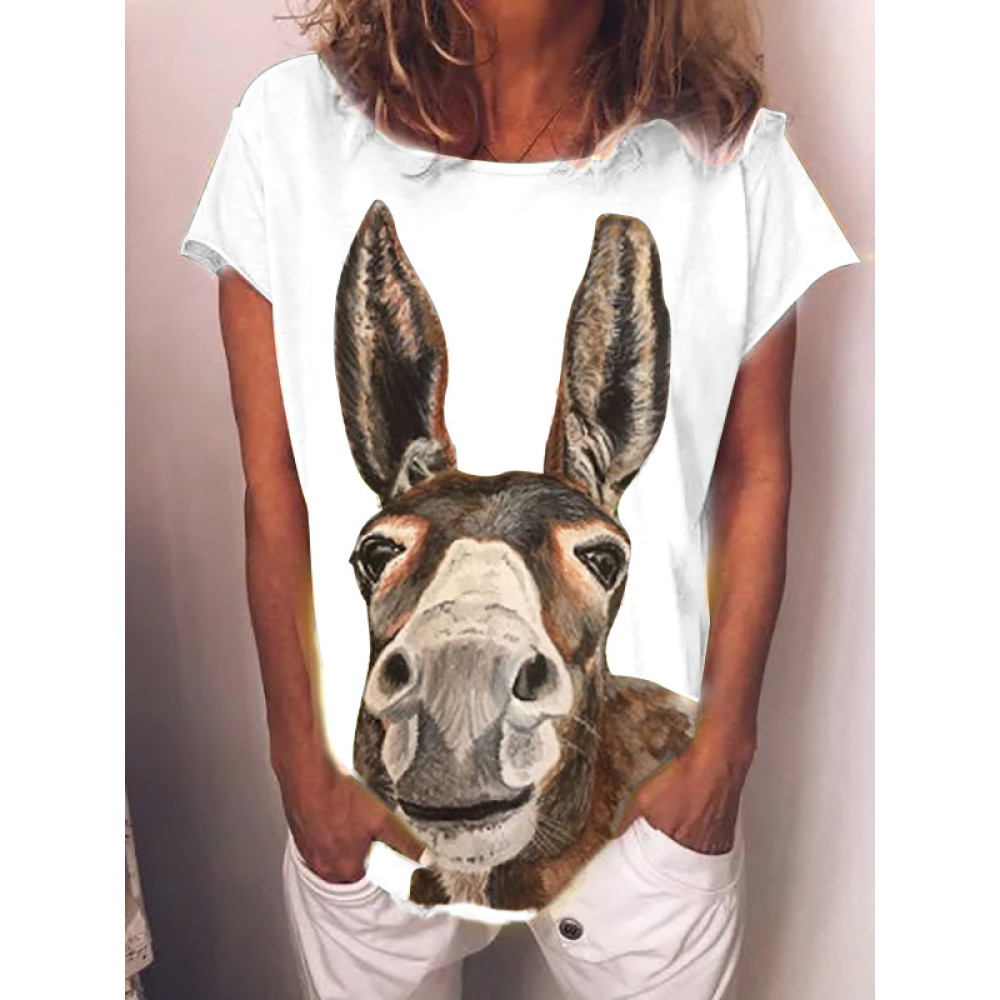Animal Head Print T-Shirt