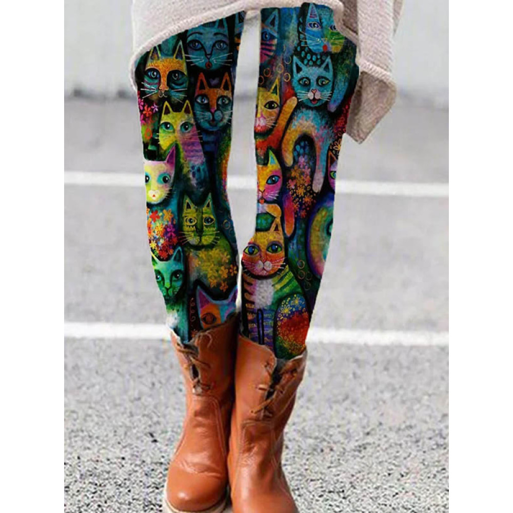 Art Cat Printed Casual Legging