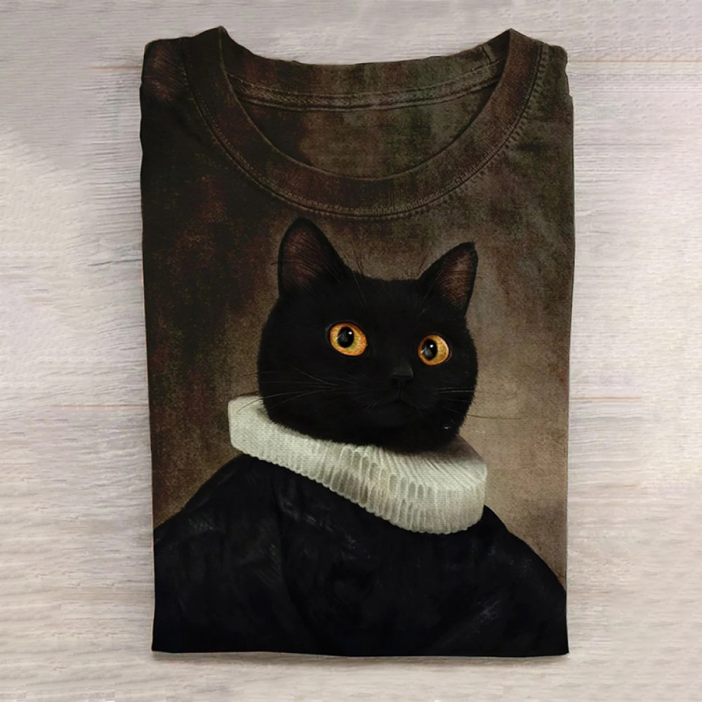 Black Cat Creative Design Painting Long Sleeve T-shirt