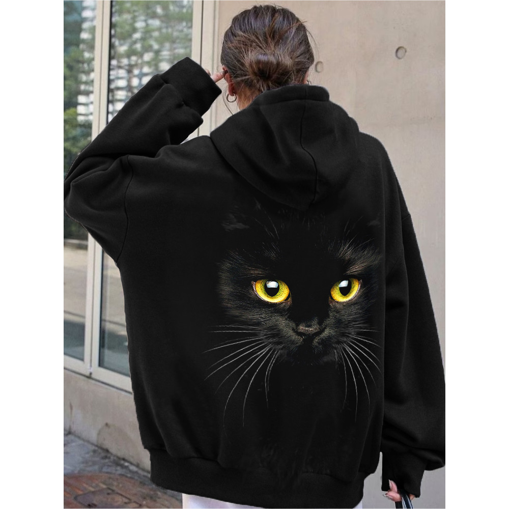 Black Cat Face Inspired Comfy Hoodie