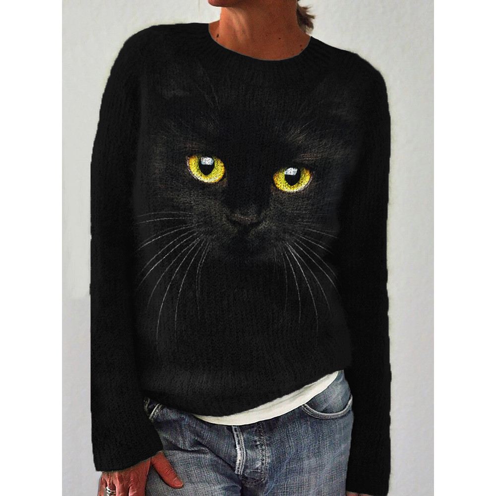 Black Cat Face Inspired Cozy Sweater