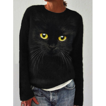Black Cat Face Inspired Cozy Sweater