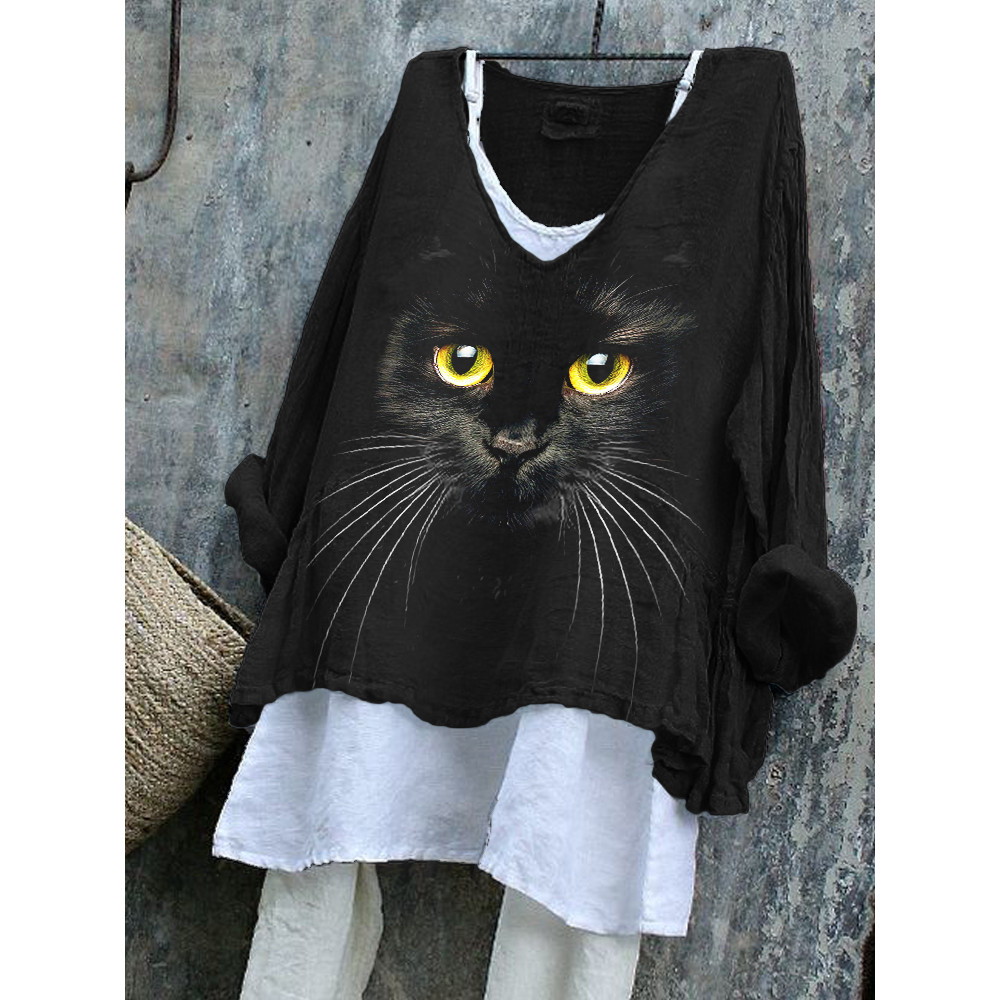 Black Cat Face Inspired Oversize Flowy Tunic
