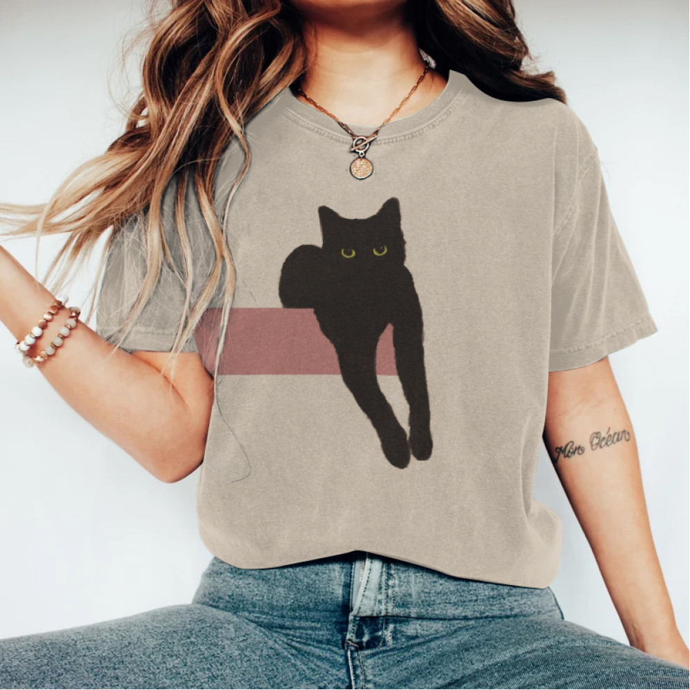 Black Cat Painting Art T-Shirt