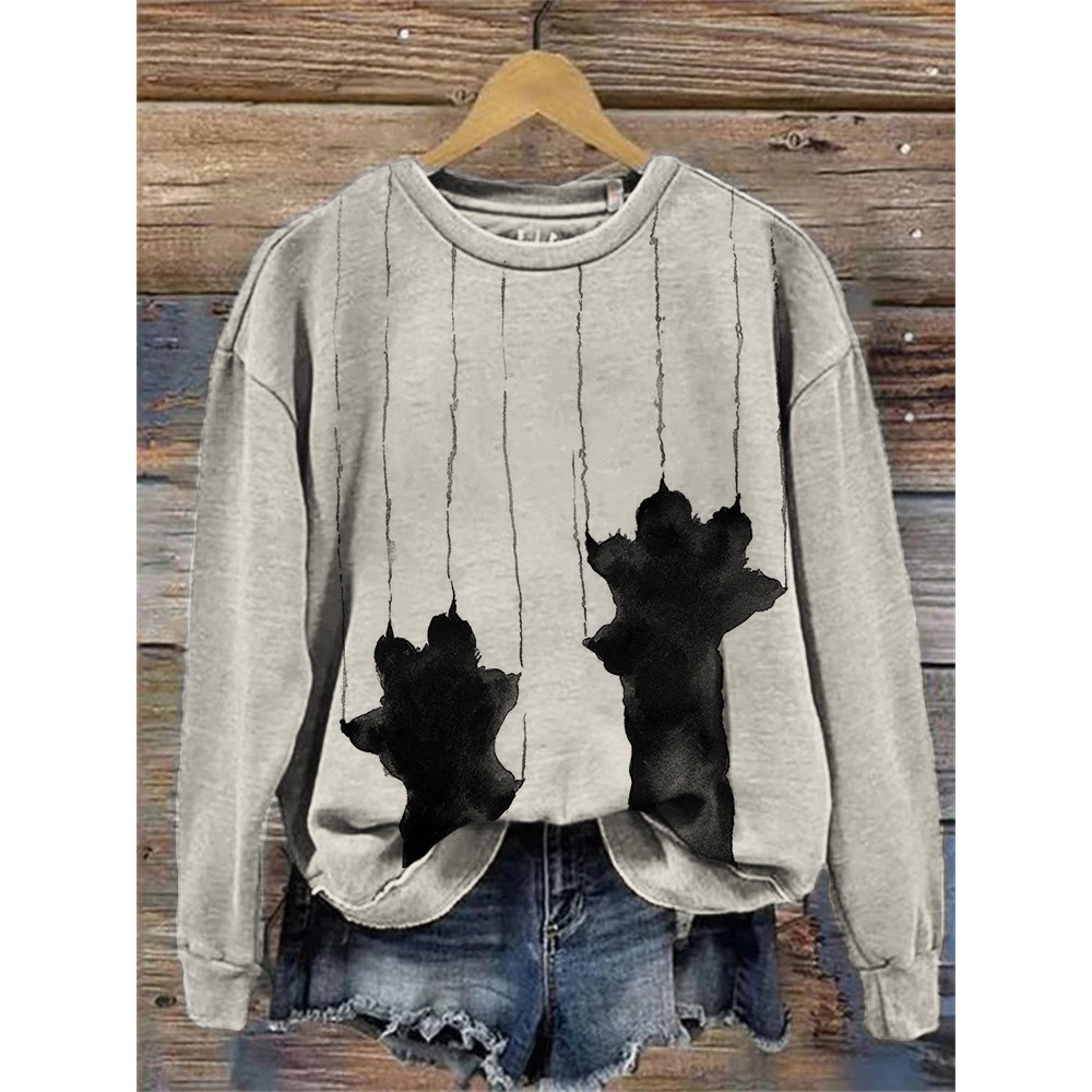 Black Cat Paws Ink Art Comfy Sweatshirt