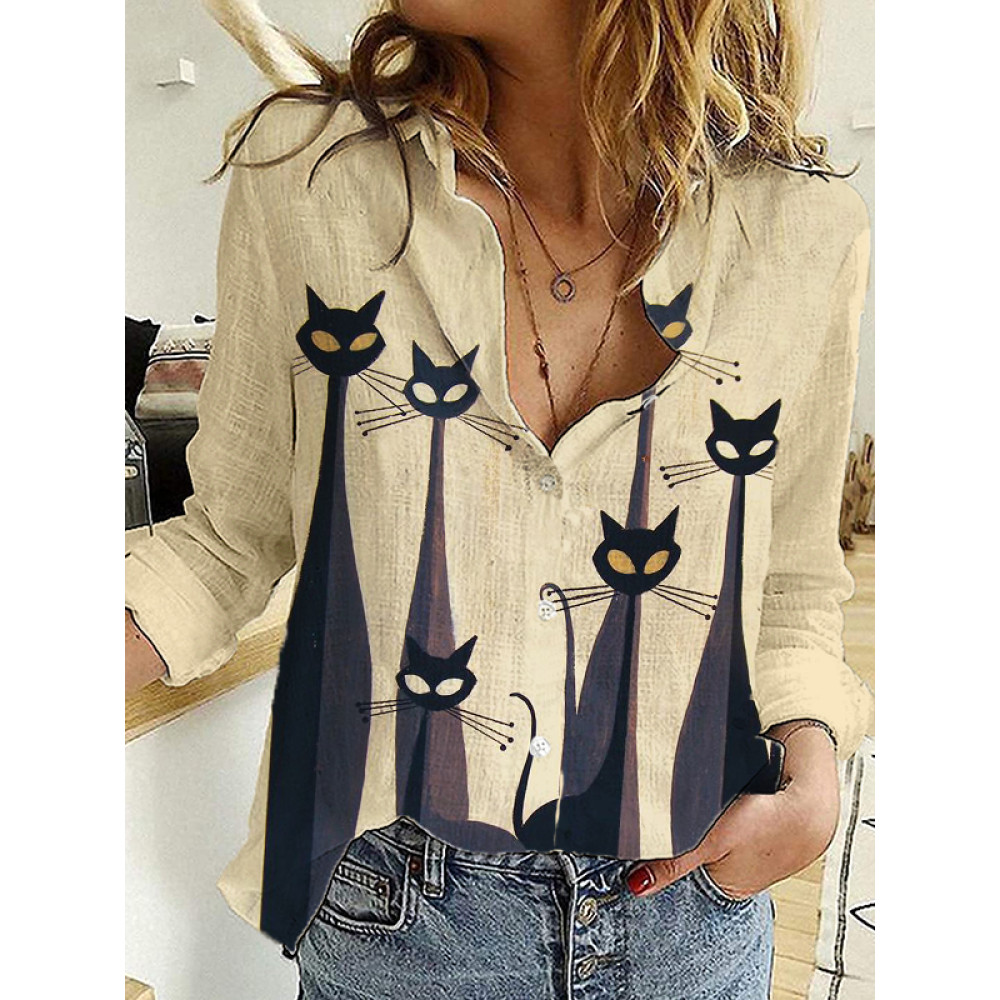 Black Cats Art Comfy Casual Blouse