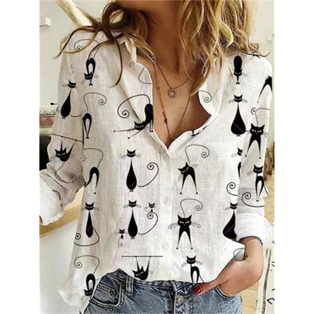 Black Cats Pattern Comfy Blouse