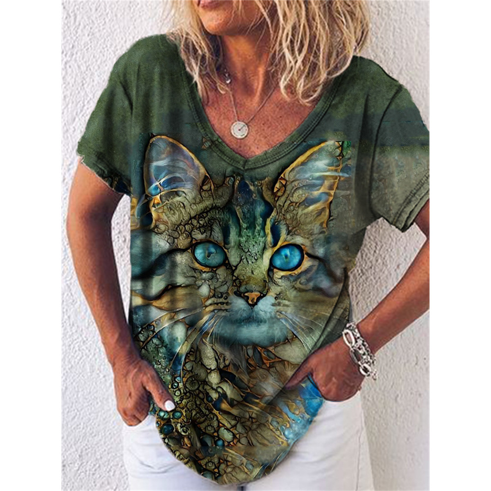 Blue Eyed Cat Art Print Short Sleeve T Shirt