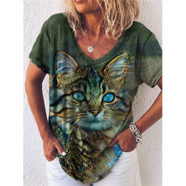 Blue Eyed Cat Art Print Short Sleeve T Shirt