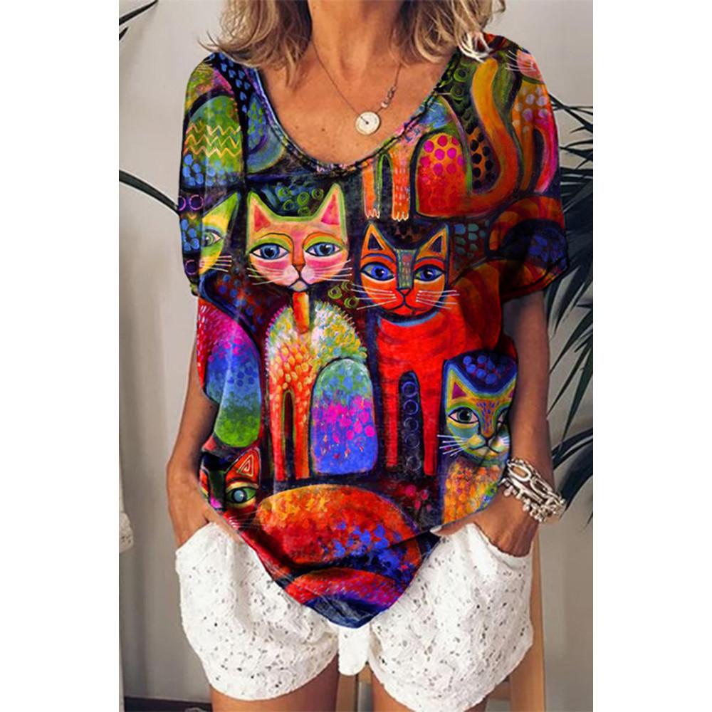 Casual Retro Cat T-Shirt