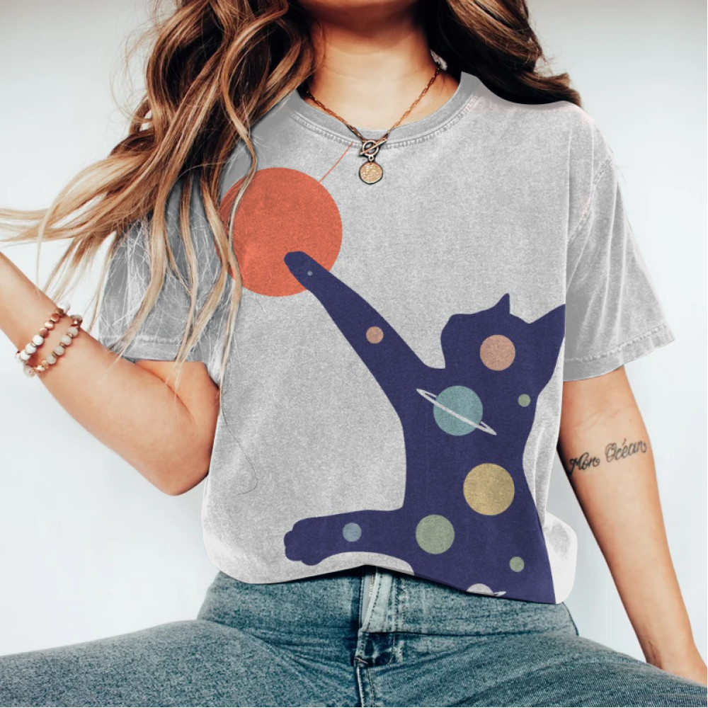 Cat Abstract Art Vintage T Shirt