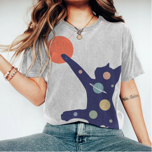 Cat Abstract Art Vintage T Shirt