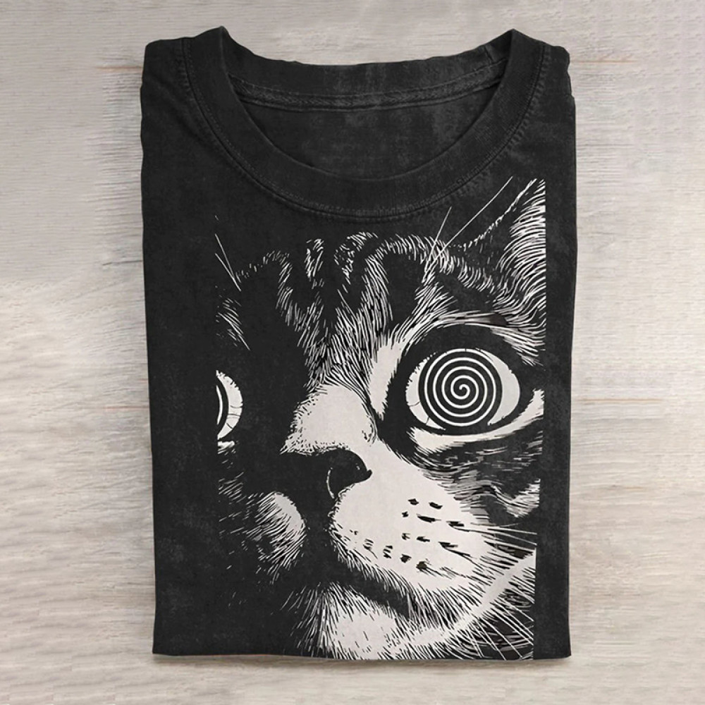 Cat Art Print Casual Long Sleeve T-Shirt