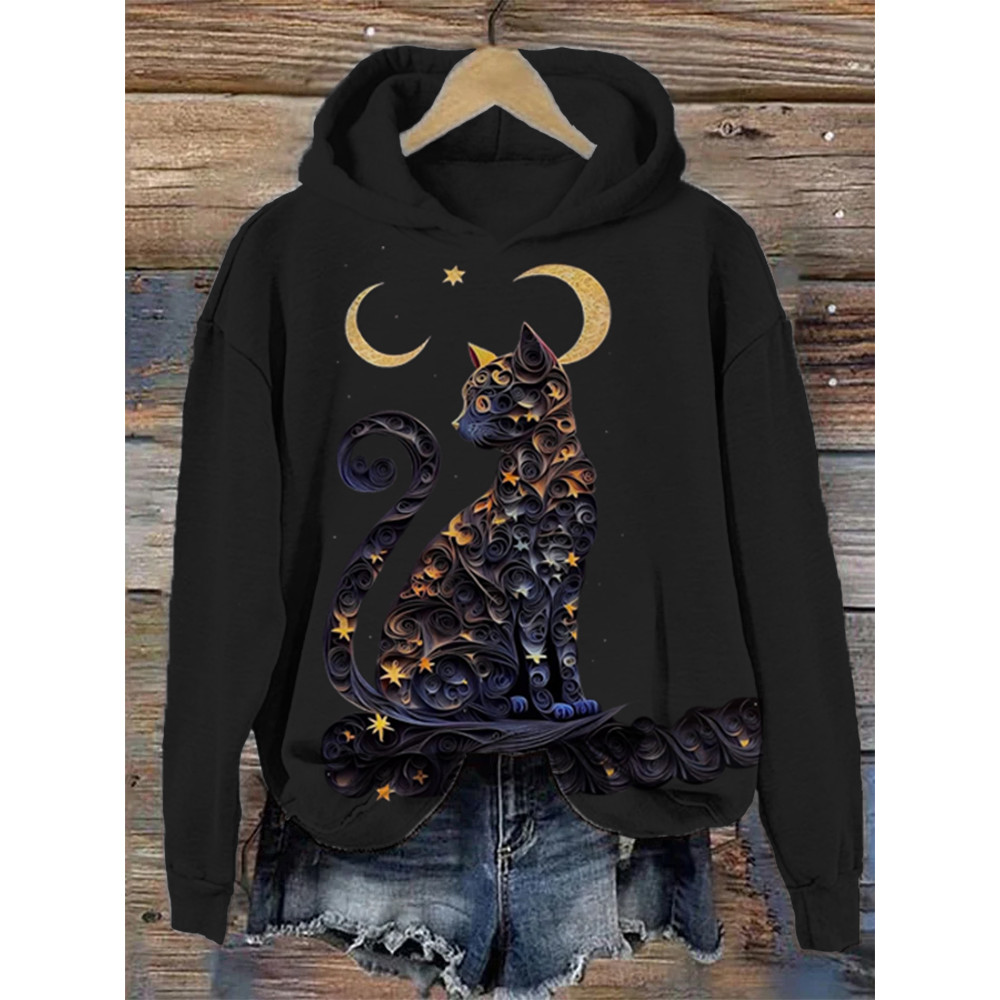 Cat Art Print Hooded Sweatshirt