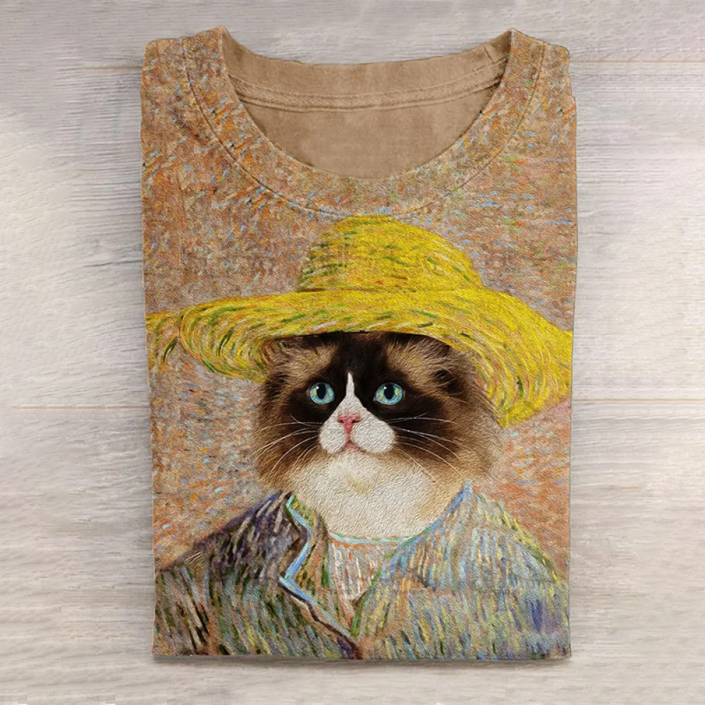 Cat Graffiti Painting Creative Design T-shirt
