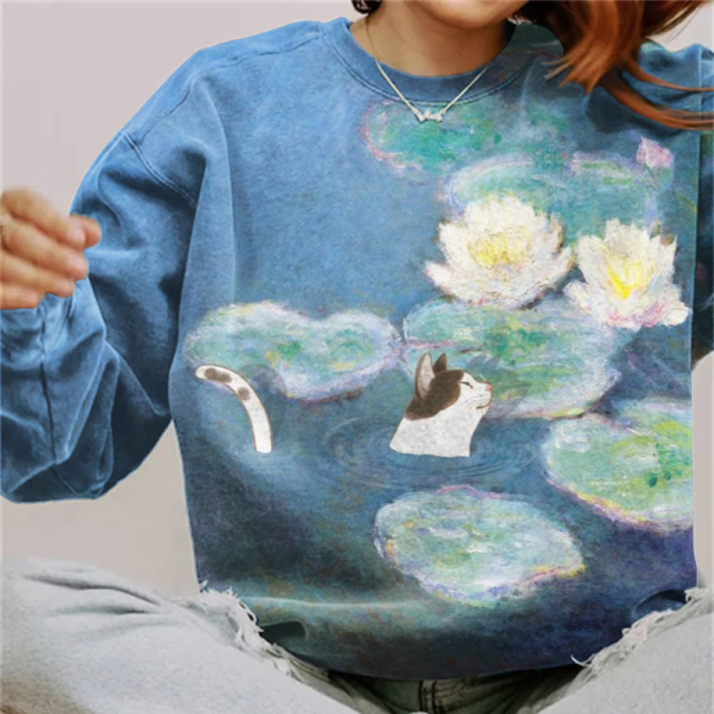 Cat Painting Art Crew Neck Sweatshirt