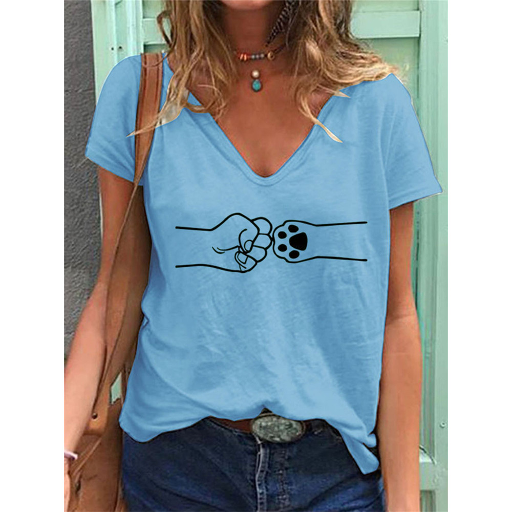 Cat Paw Fist Bump V Neck T Shirt