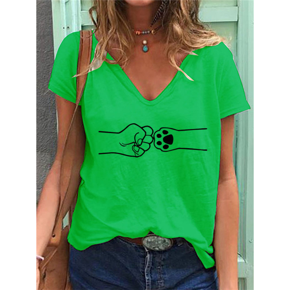 Cat Paw Fist Bump V Neck T Shirt