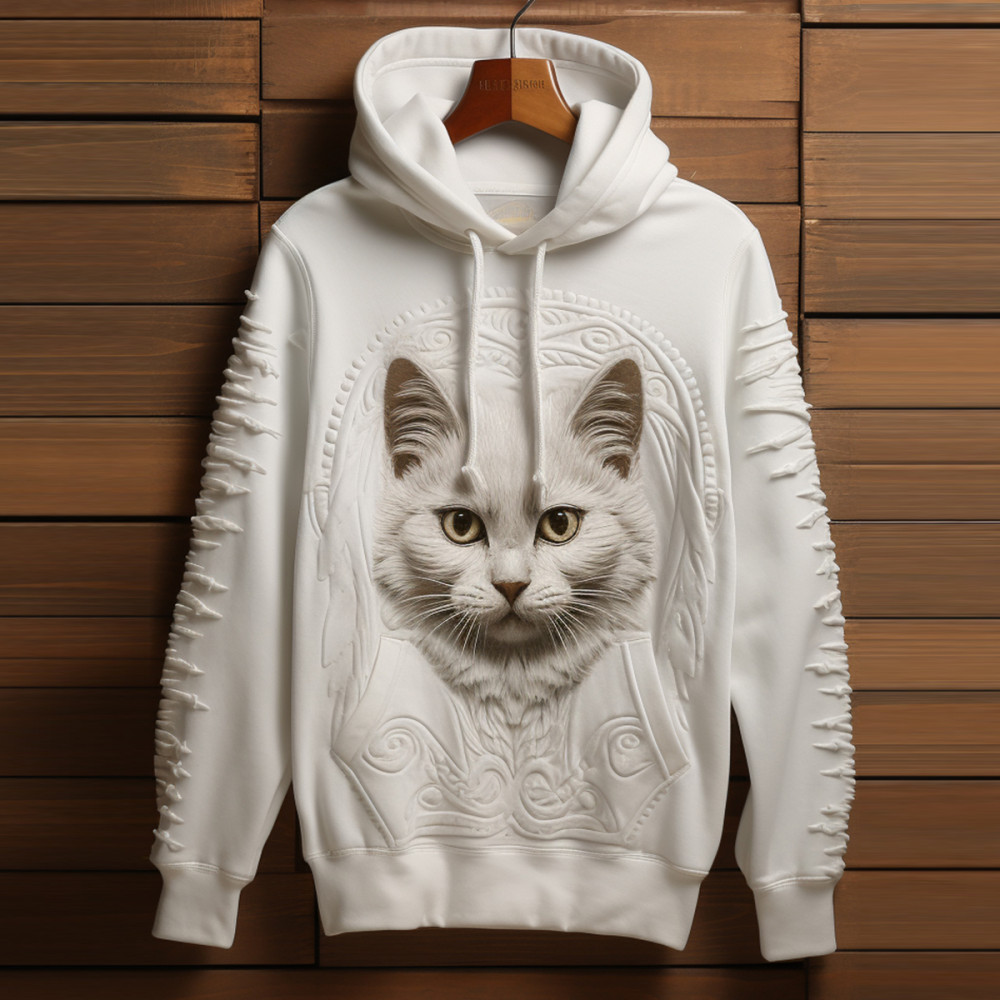 Cat Print Long Sleeve Hoodie