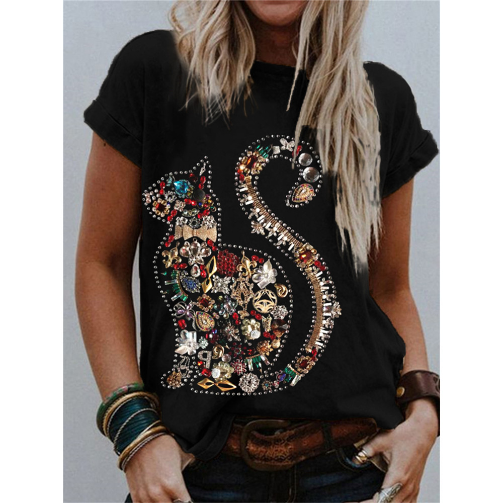 Cat Silhouette Diamond Art Print T Shirt