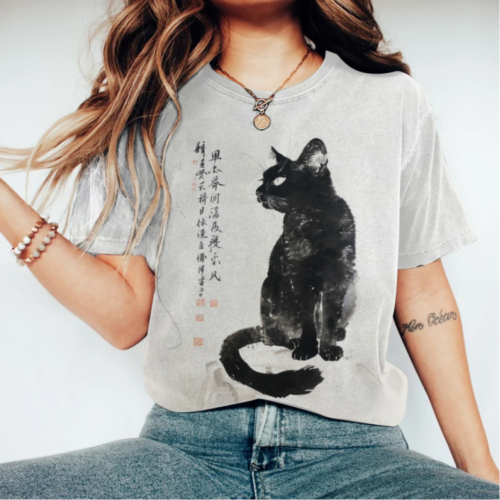 Cat Text Painting Art T-Shirt