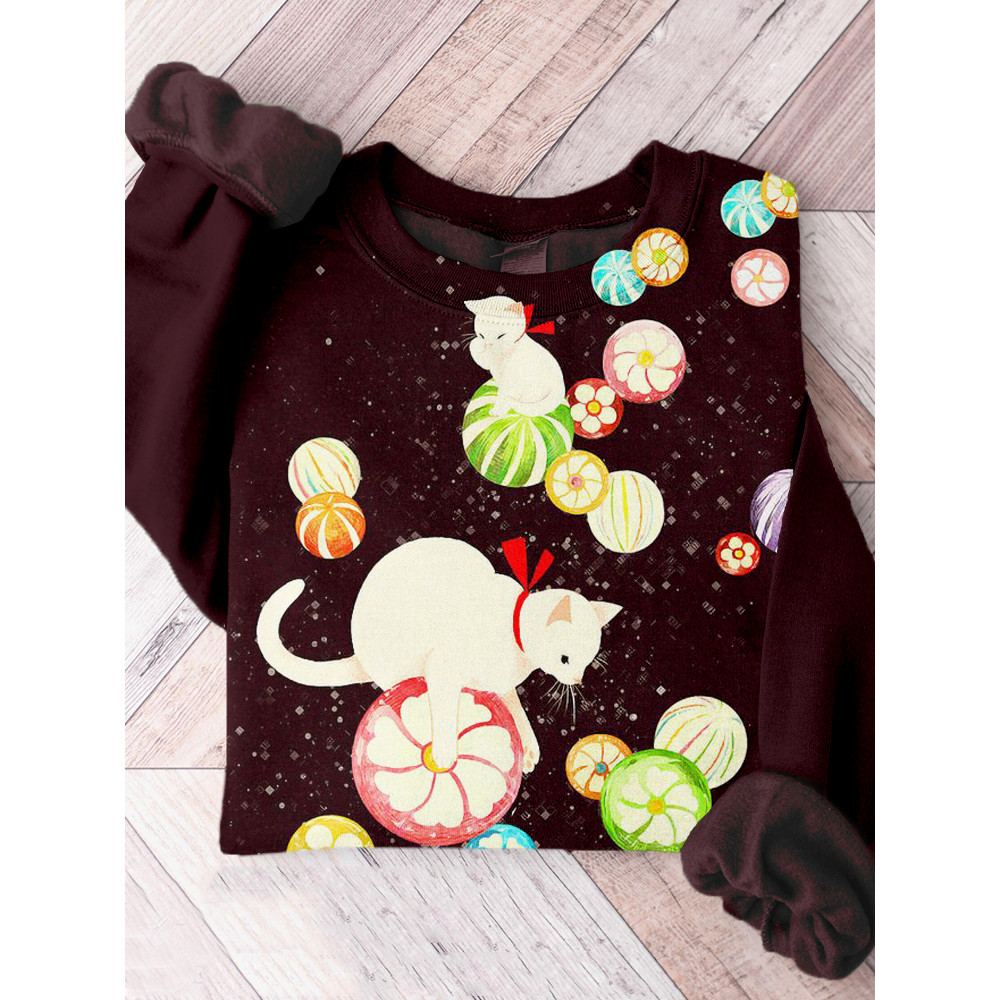 Cats and Hard Candy Japanese Art Comfy Sweatshirt