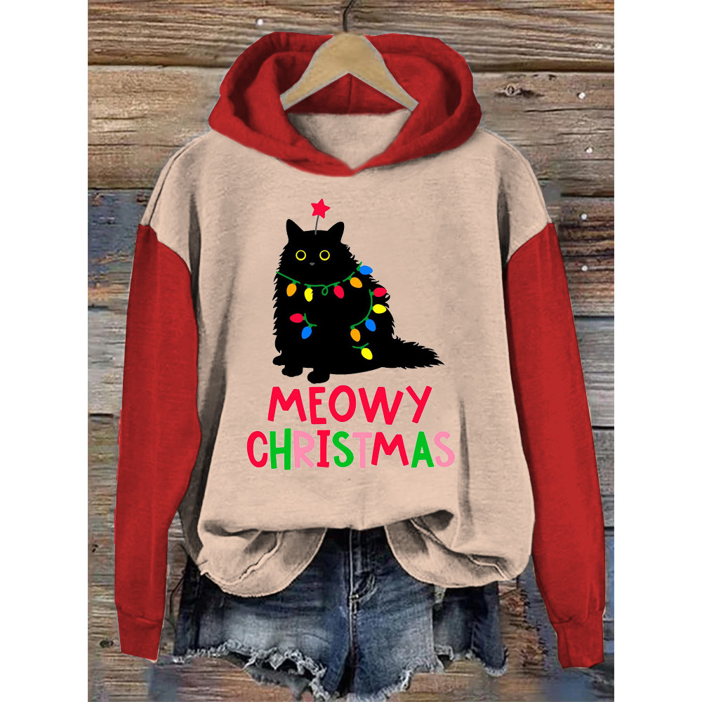 Christmas Cat Hooded Sweatshirt