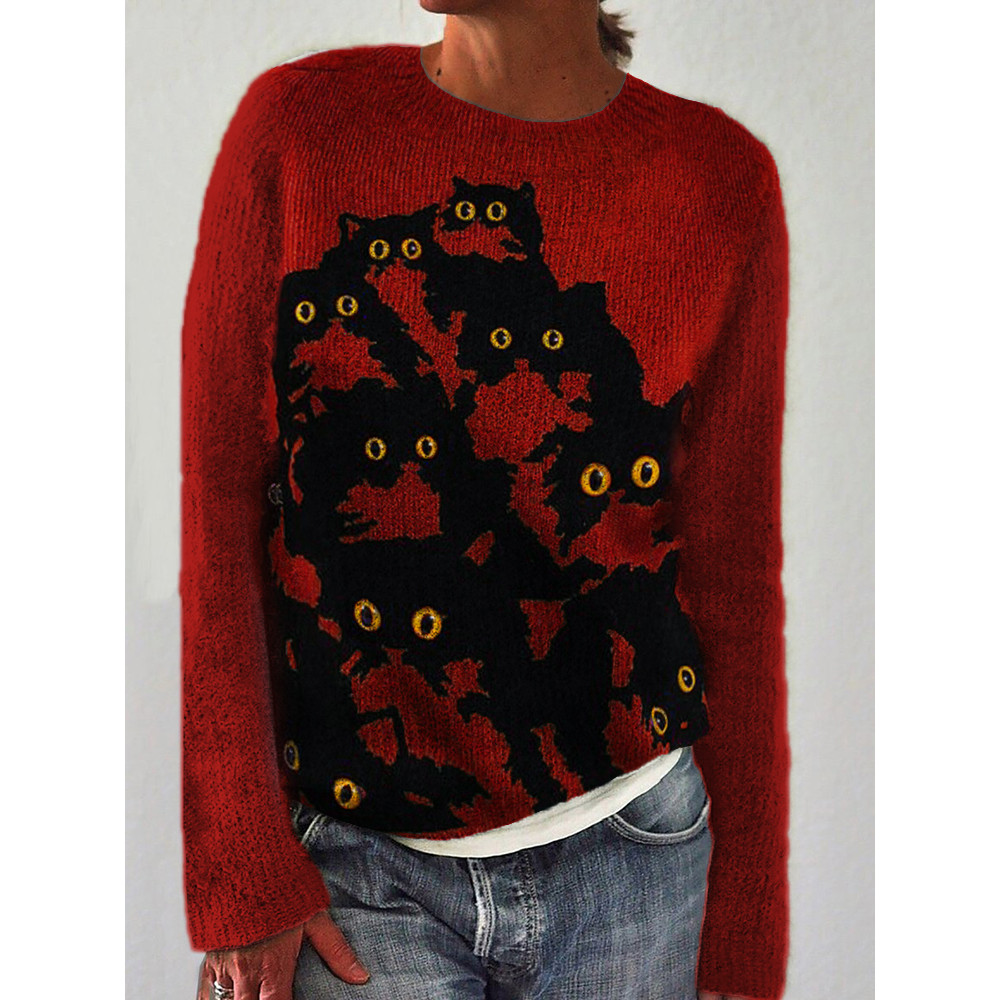 Christmas Tree Inspired Cats Knit Cozy Sweater
