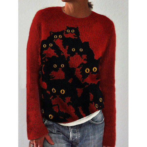 Christmas Tree Inspired Cats Knit Cozy Sweater