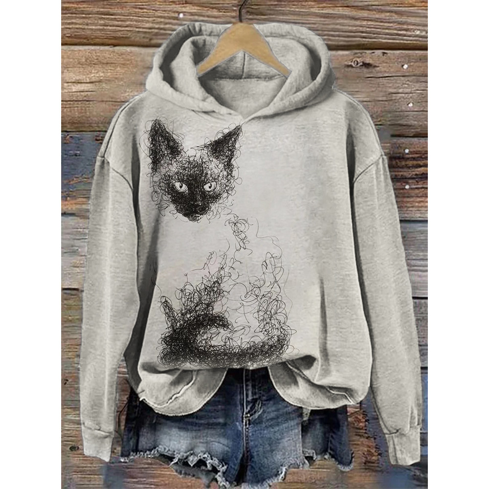 Classy Siamese Cat Art Cozy Hoodie