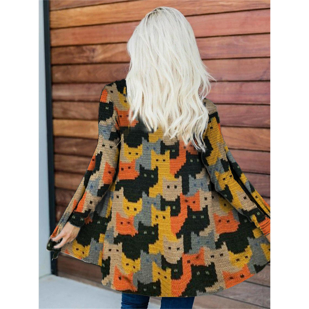 Colorful Cats Knit Art Cozy Cardigan