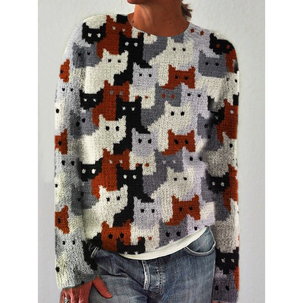 Colorful Cats Knit Art Cozy Sweater