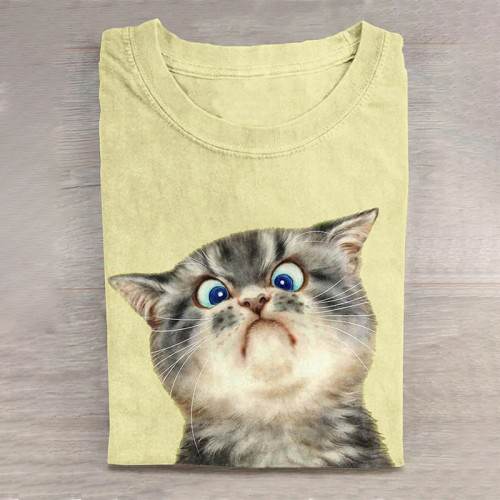Cute Angry Cat Art Print Casual Long Sleeve T-shirt
