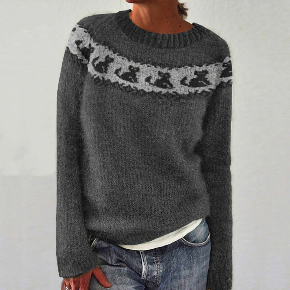 Cute Cat Art Print Knitted Comfy Sweater
