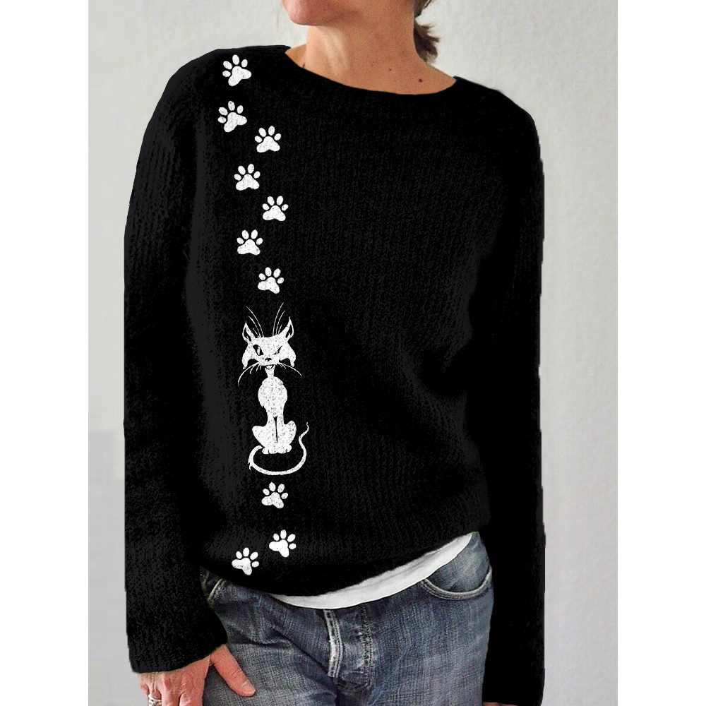 Cute Cat & Paws Pattern Cozy Sweater