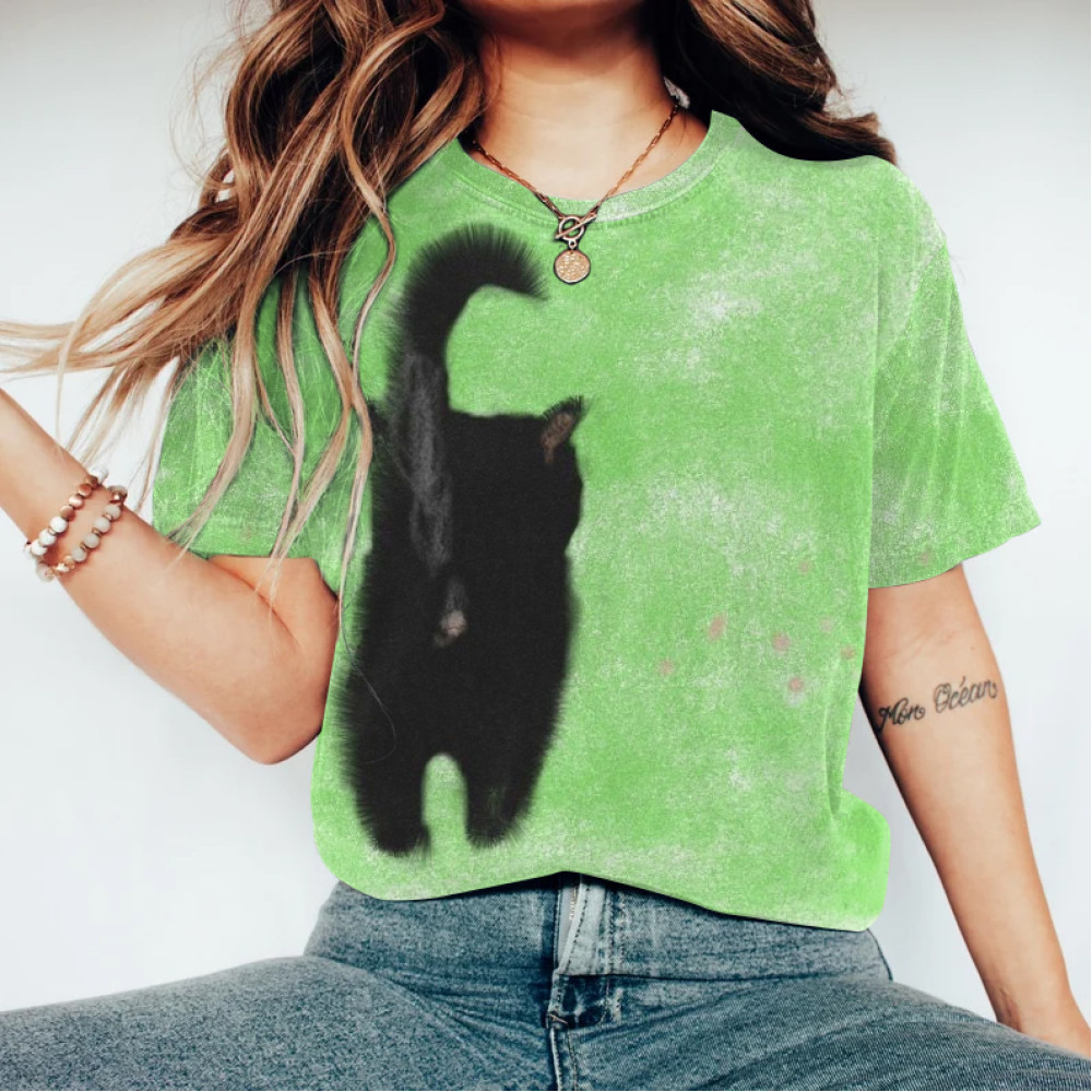 Cute Cat & Plant Painting Art T-Shirt
