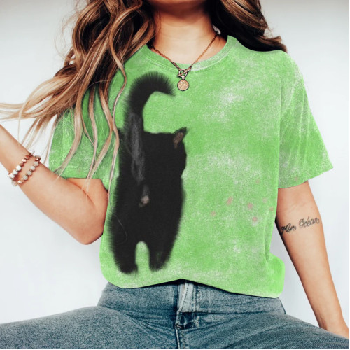 Cute Cat & Plant Painting Art T-Shirt